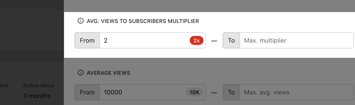 This filter shows channels with 2X more views vs the acquired audience