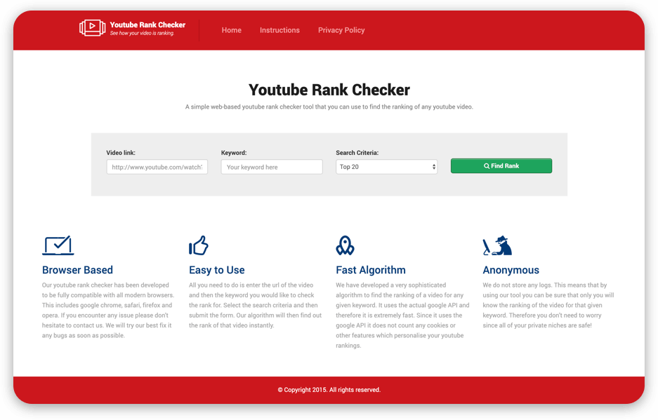 Youtube Rank Checker in 2015