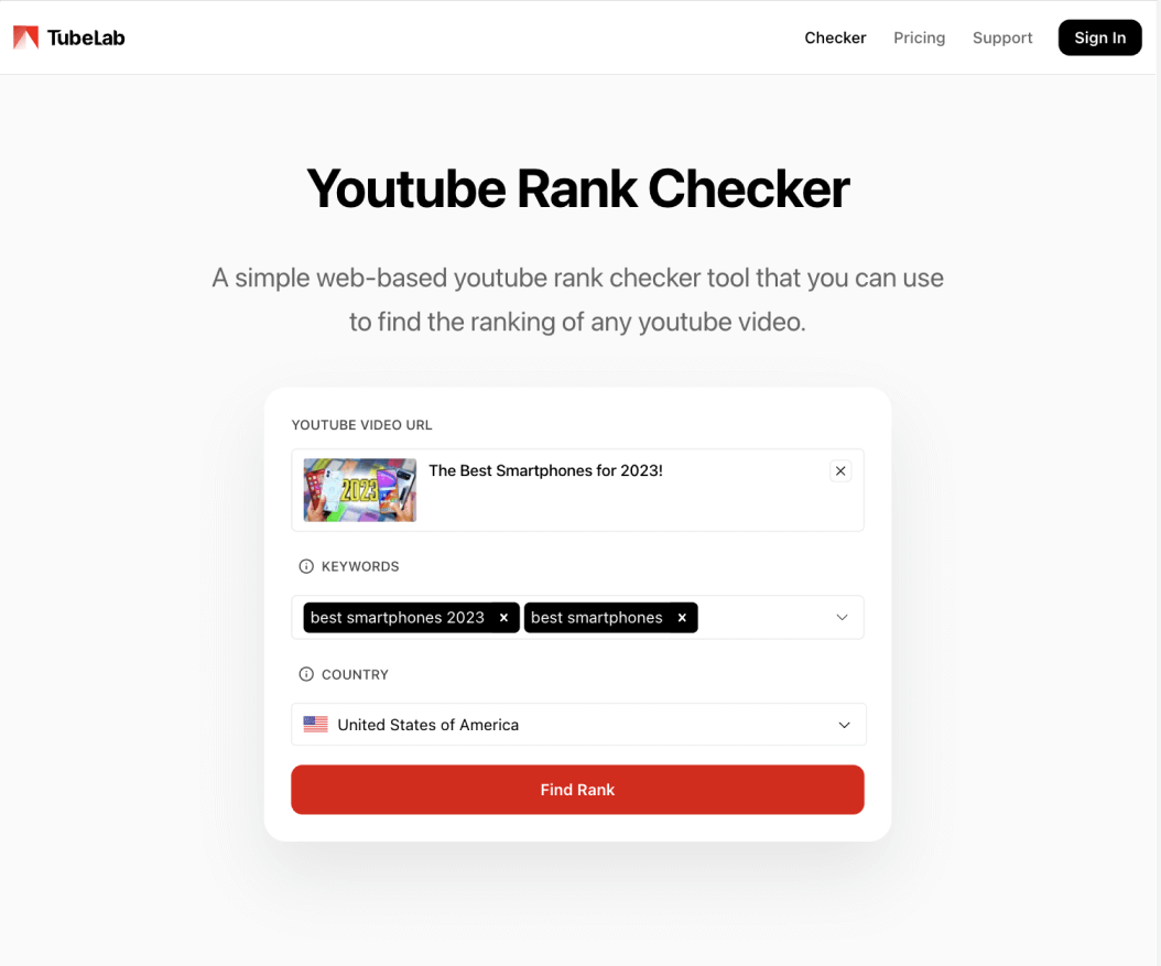 Youtube Rank Checker Tool